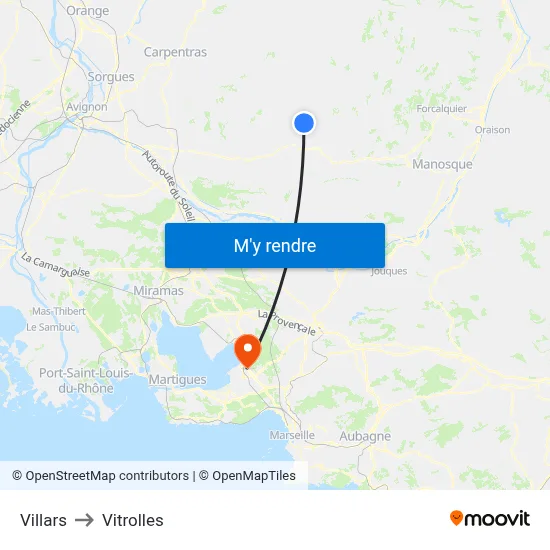 Villars to Vitrolles map
