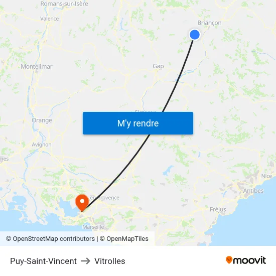 Puy-Saint-Vincent to Vitrolles map