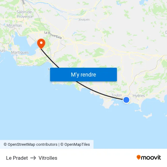 Le Pradet to Vitrolles map