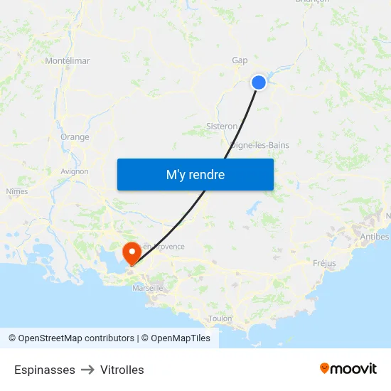 Espinasses to Vitrolles map