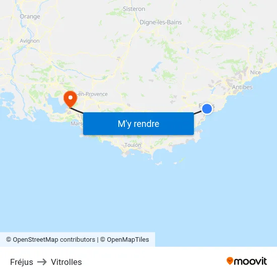 Fréjus to Vitrolles map