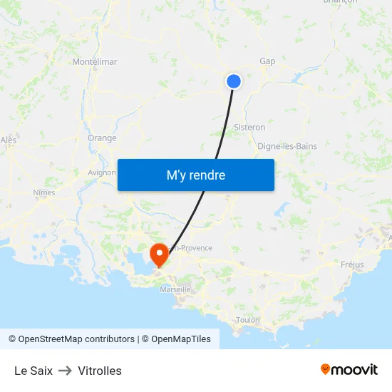 Le Saix to Vitrolles map