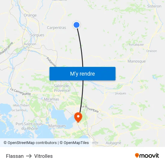 Flassan to Vitrolles map