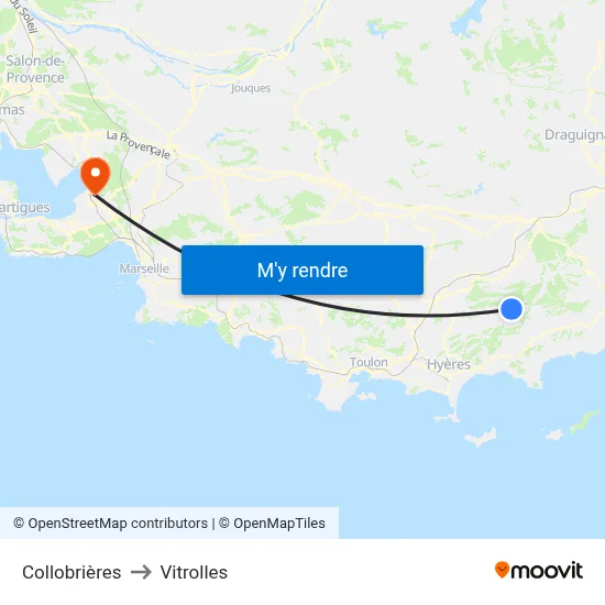 Collobrières to Vitrolles map