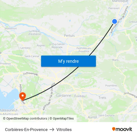 Corbières-En-Provence to Vitrolles map