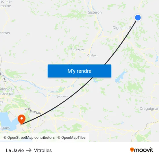 La Javie to Vitrolles map