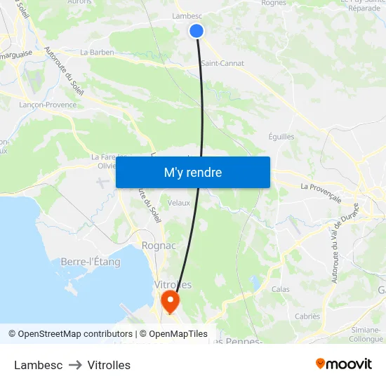 Lambesc to Vitrolles map