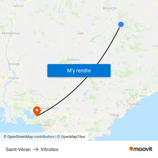 Saint-Véran to Vitrolles map