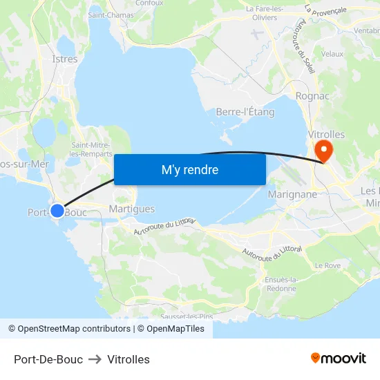 Port-De-Bouc to Vitrolles map