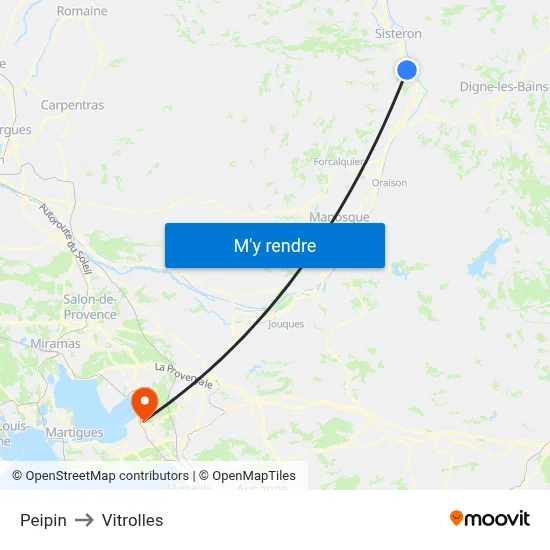 Peipin to Vitrolles map