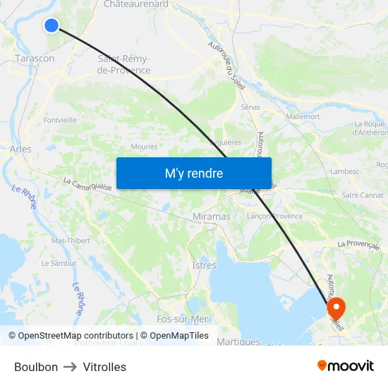 Boulbon to Vitrolles map