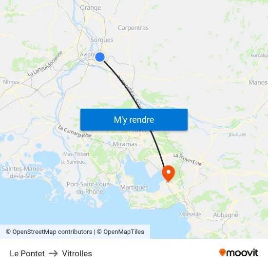 Le Pontet to Vitrolles map