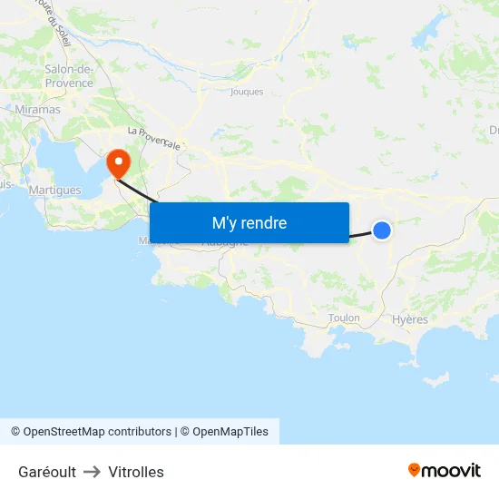Garéoult to Vitrolles map