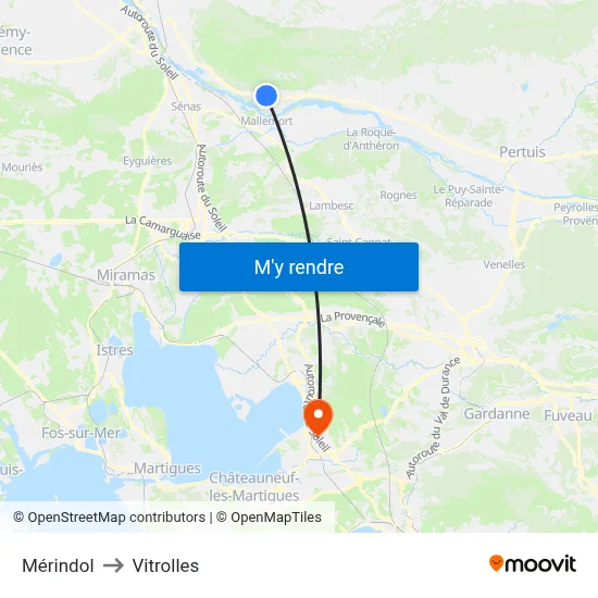 Mérindol to Vitrolles map
