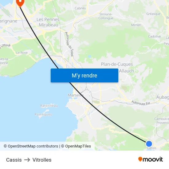 Cassis to Vitrolles map