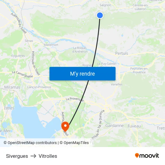 Sivergues to Vitrolles map