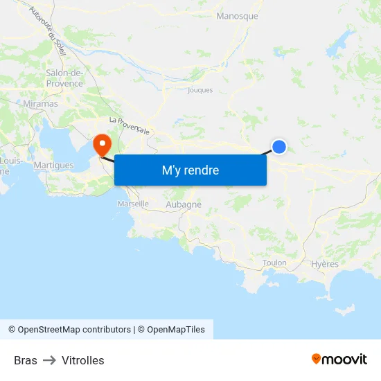 Bras to Vitrolles map
