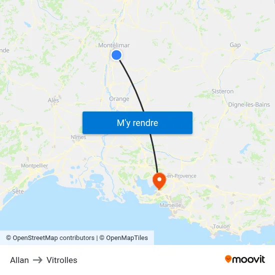 Allan to Vitrolles map