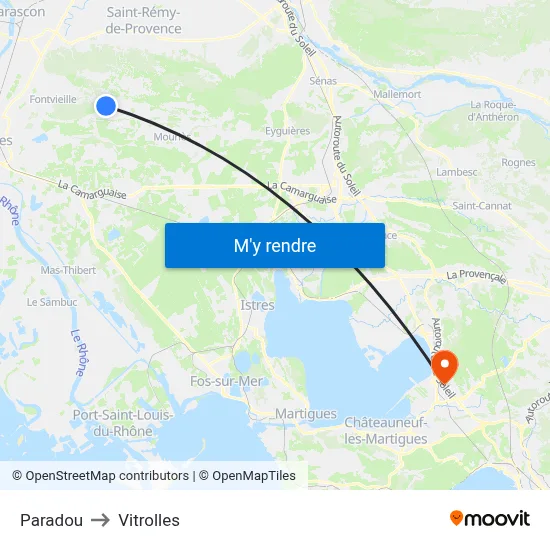 Paradou to Vitrolles map