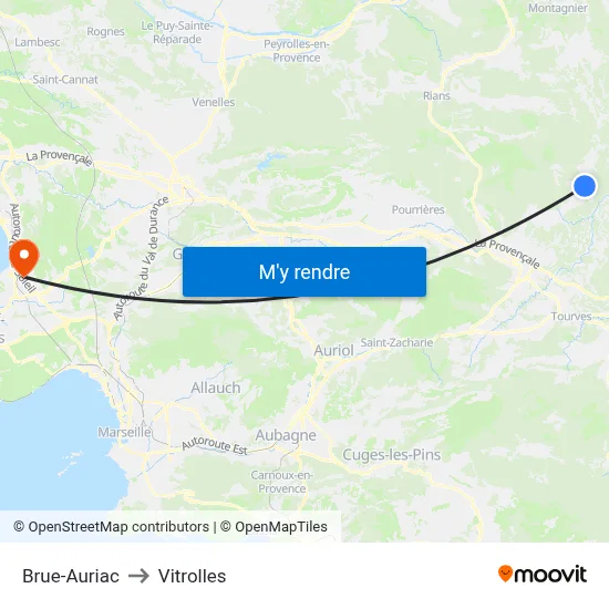 Brue-Auriac to Vitrolles map