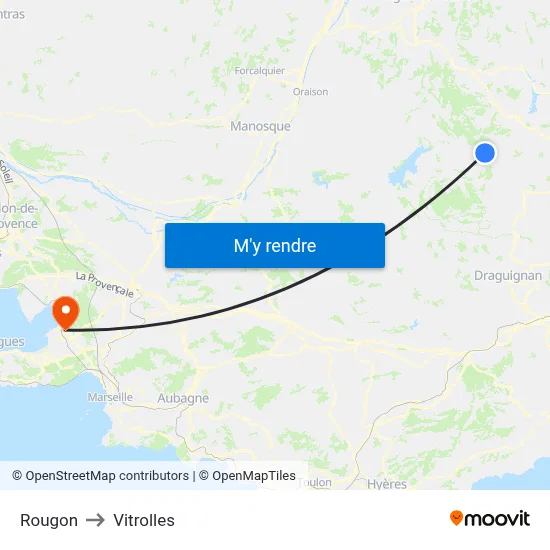 Rougon to Vitrolles map