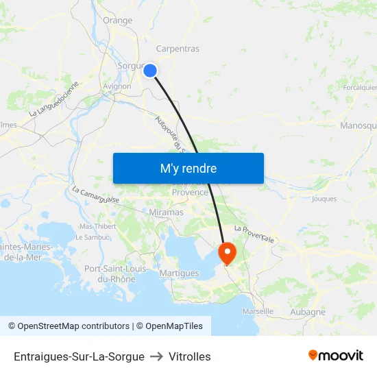 Entraigues-Sur-La-Sorgue to Vitrolles map