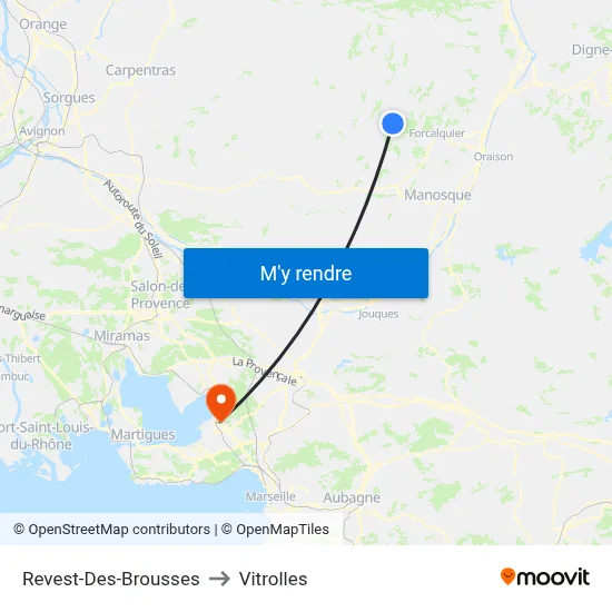 Revest-Des-Brousses to Vitrolles map