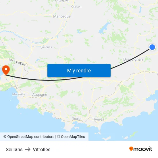 Seillans to Vitrolles map