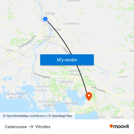 Caderousse to Vitrolles map