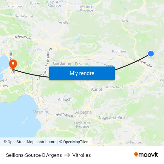 Seillons-Source-D'Argens to Vitrolles map