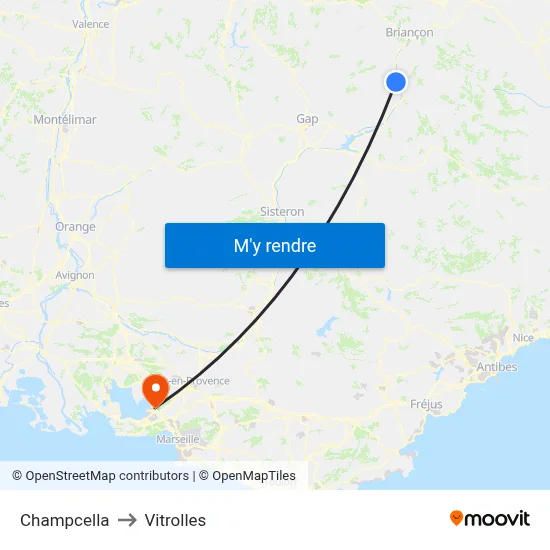 Champcella to Vitrolles map
