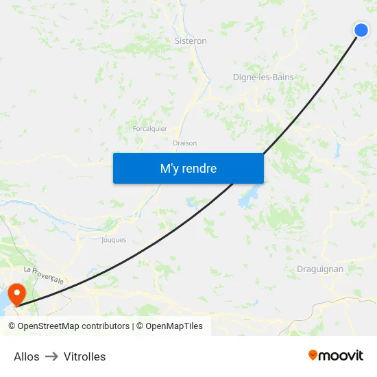 Allos to Vitrolles map