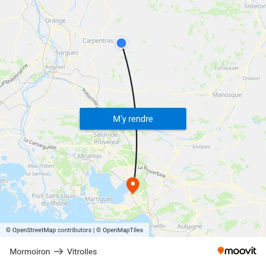 Mormoiron to Vitrolles map