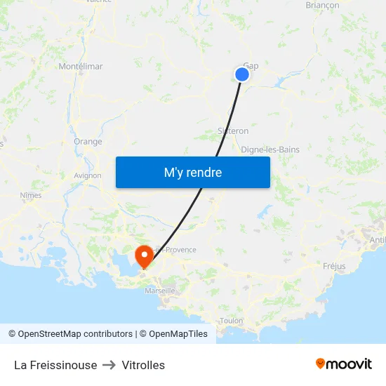 La Freissinouse to Vitrolles map