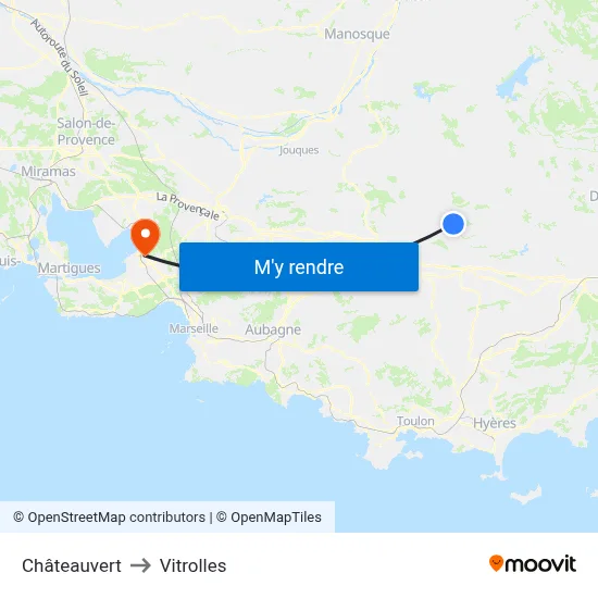 Châteauvert to Vitrolles map
