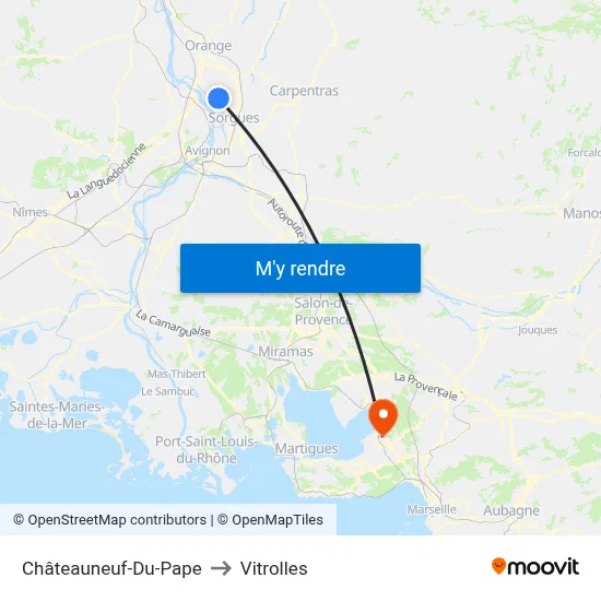 Châteauneuf-Du-Pape to Vitrolles map