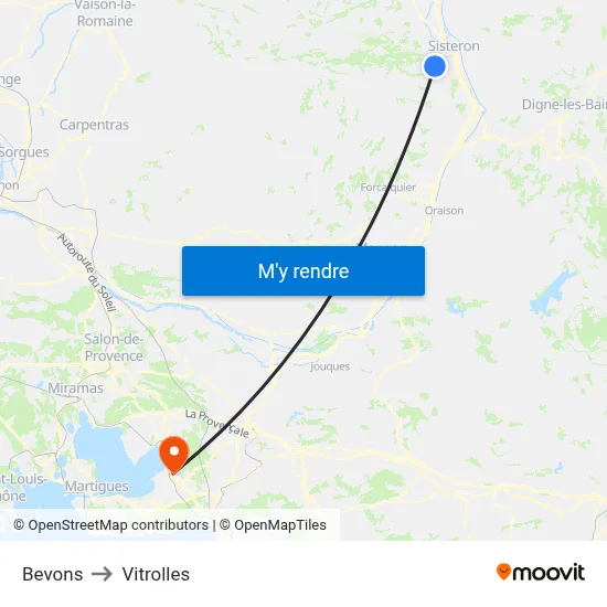 Bevons to Vitrolles map