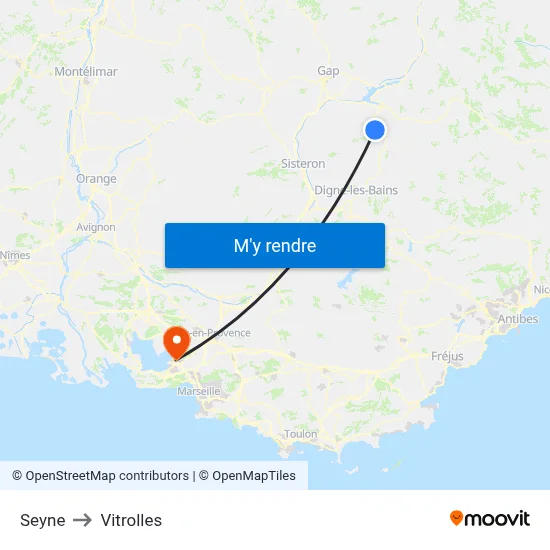 Seyne to Vitrolles map
