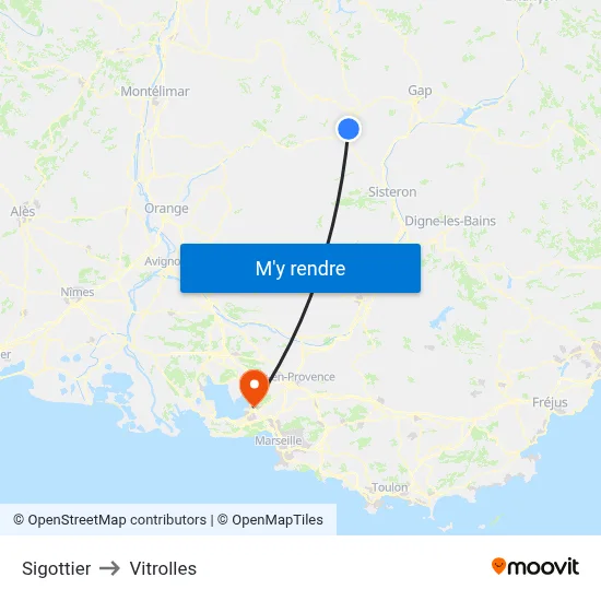 Sigottier to Vitrolles map