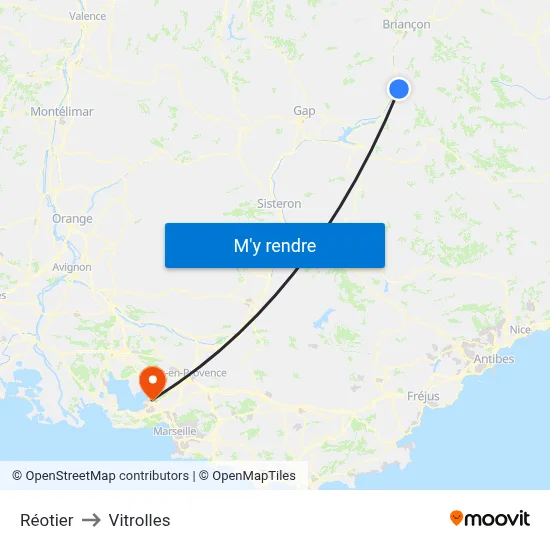 Réotier to Vitrolles map