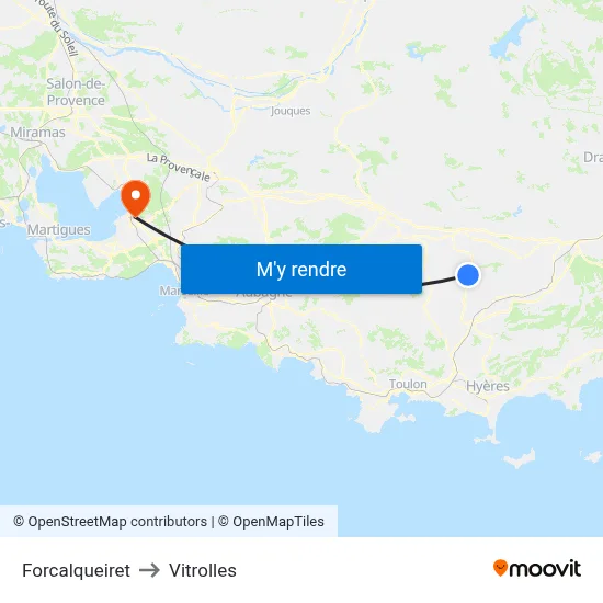 Forcalqueiret to Vitrolles map