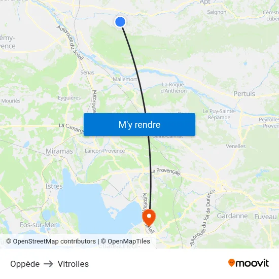 Oppède to Vitrolles map