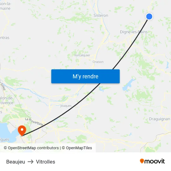 Beaujeu to Vitrolles map