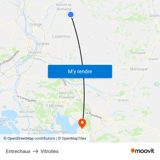 Entrechaux to Vitrolles map