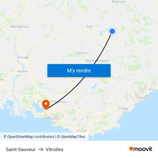 Saint-Sauveur to Vitrolles map