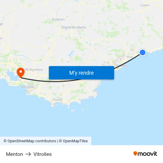 Menton to Vitrolles map