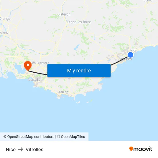 Nice to Vitrolles map