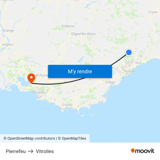 Pierrefeu to Vitrolles map
