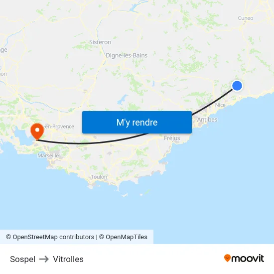 Sospel to Vitrolles map