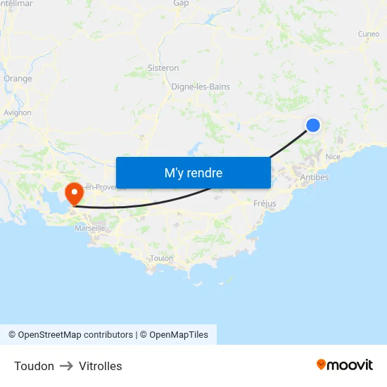 Toudon to Vitrolles map
